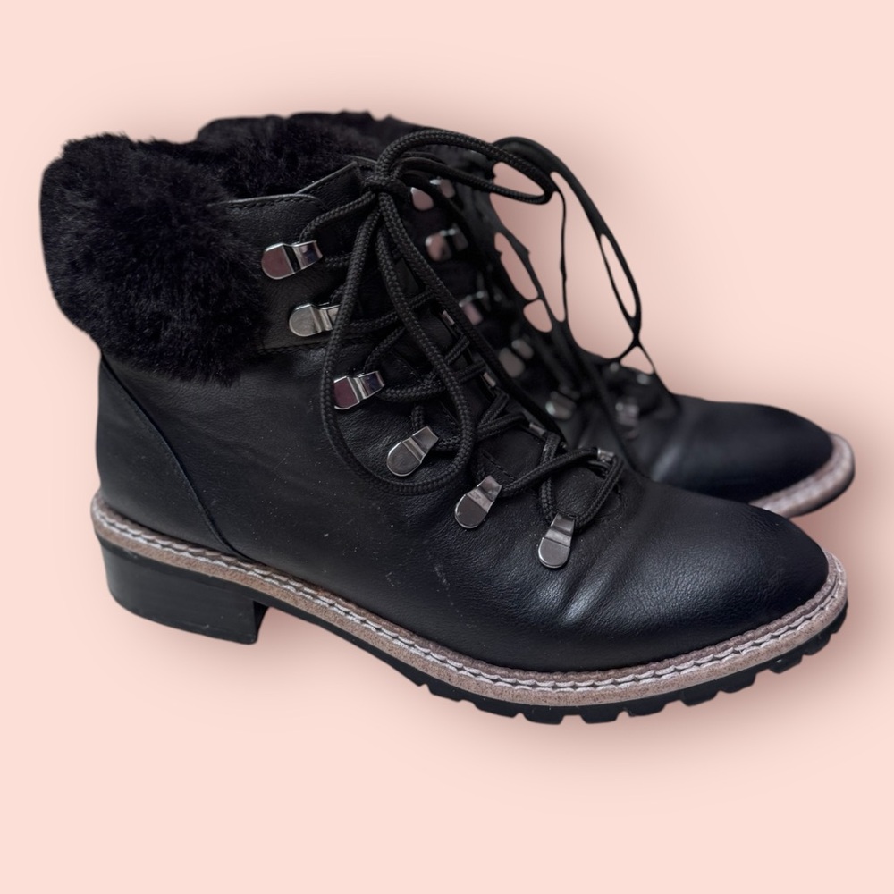 Express Faux Fur Hiker Boots Black Size 9